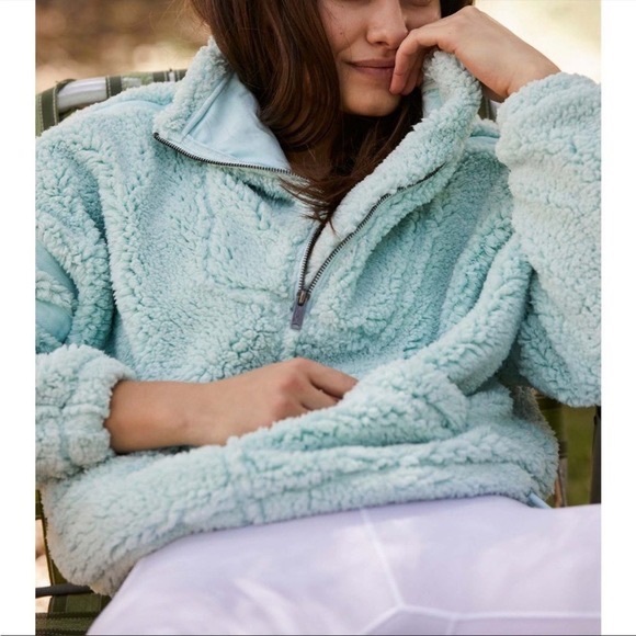 NWT Free People Nantucket Fleece in Iced Aqua - Picture 2 of 3